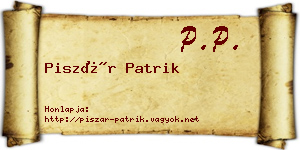 Piszár Patrik névjegykártya